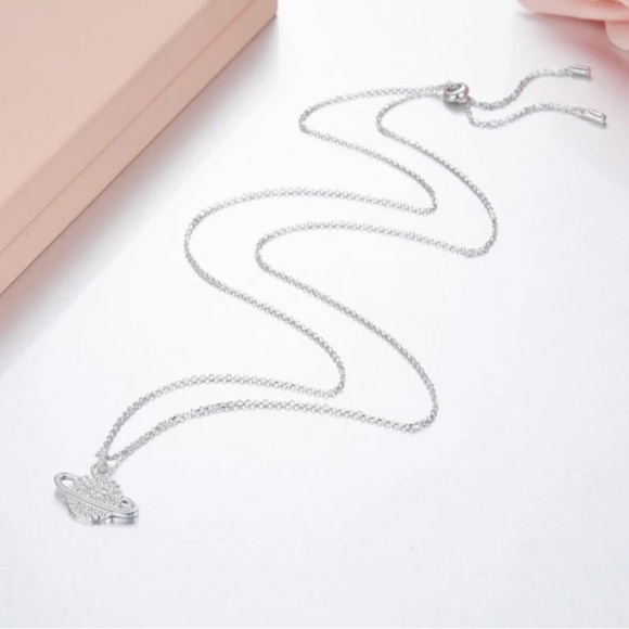 Rhinestone Saturn Pendant Necklace - Picture 3 of 4